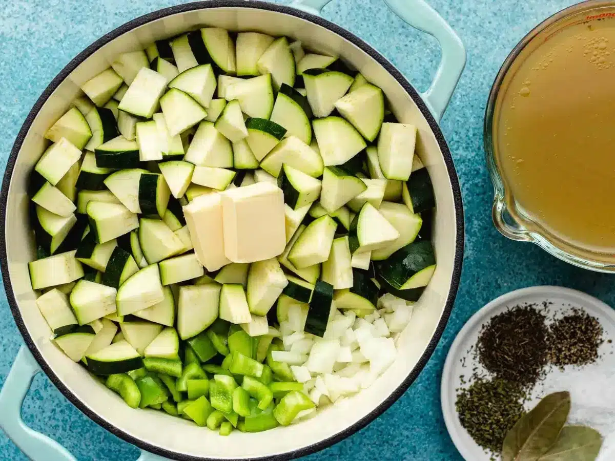 adding ingredients to a pot