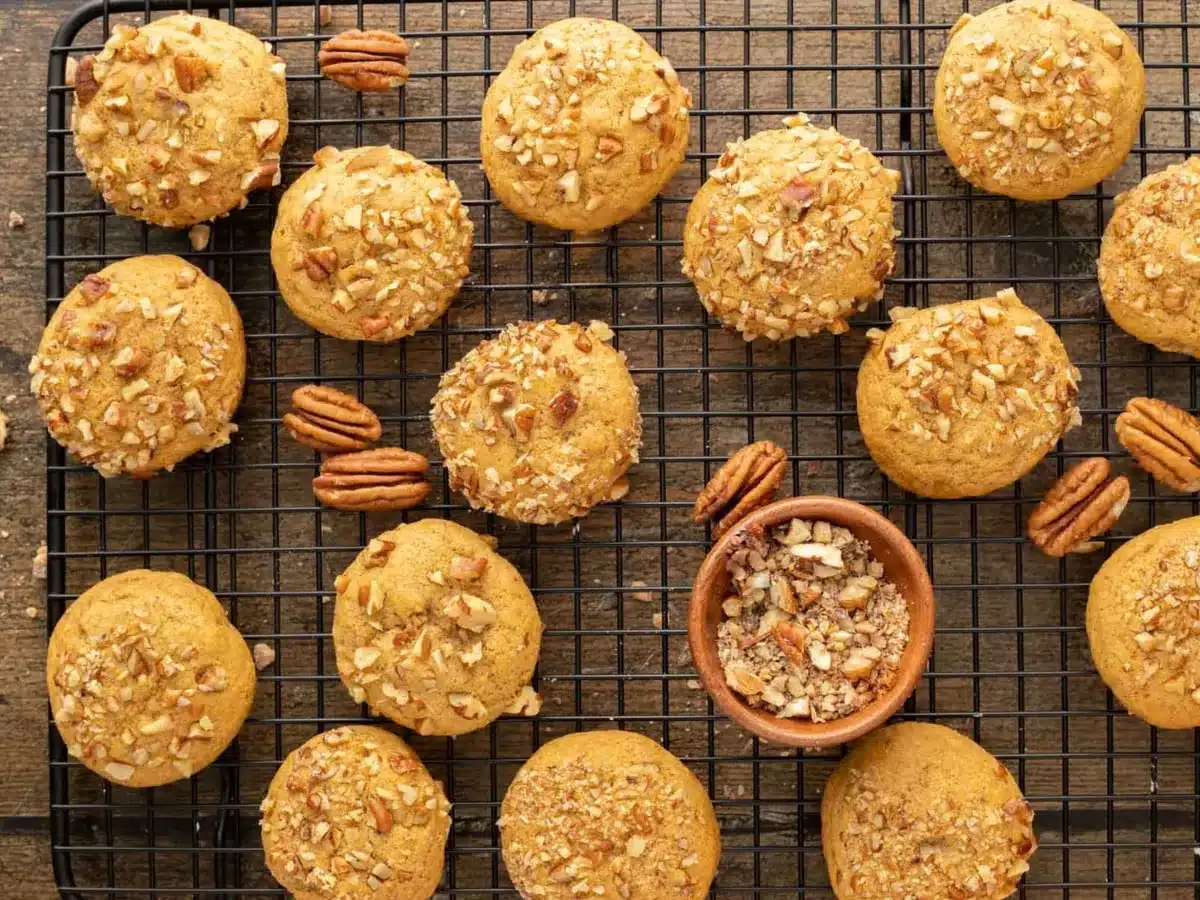 finished cookies spread out on a tray 