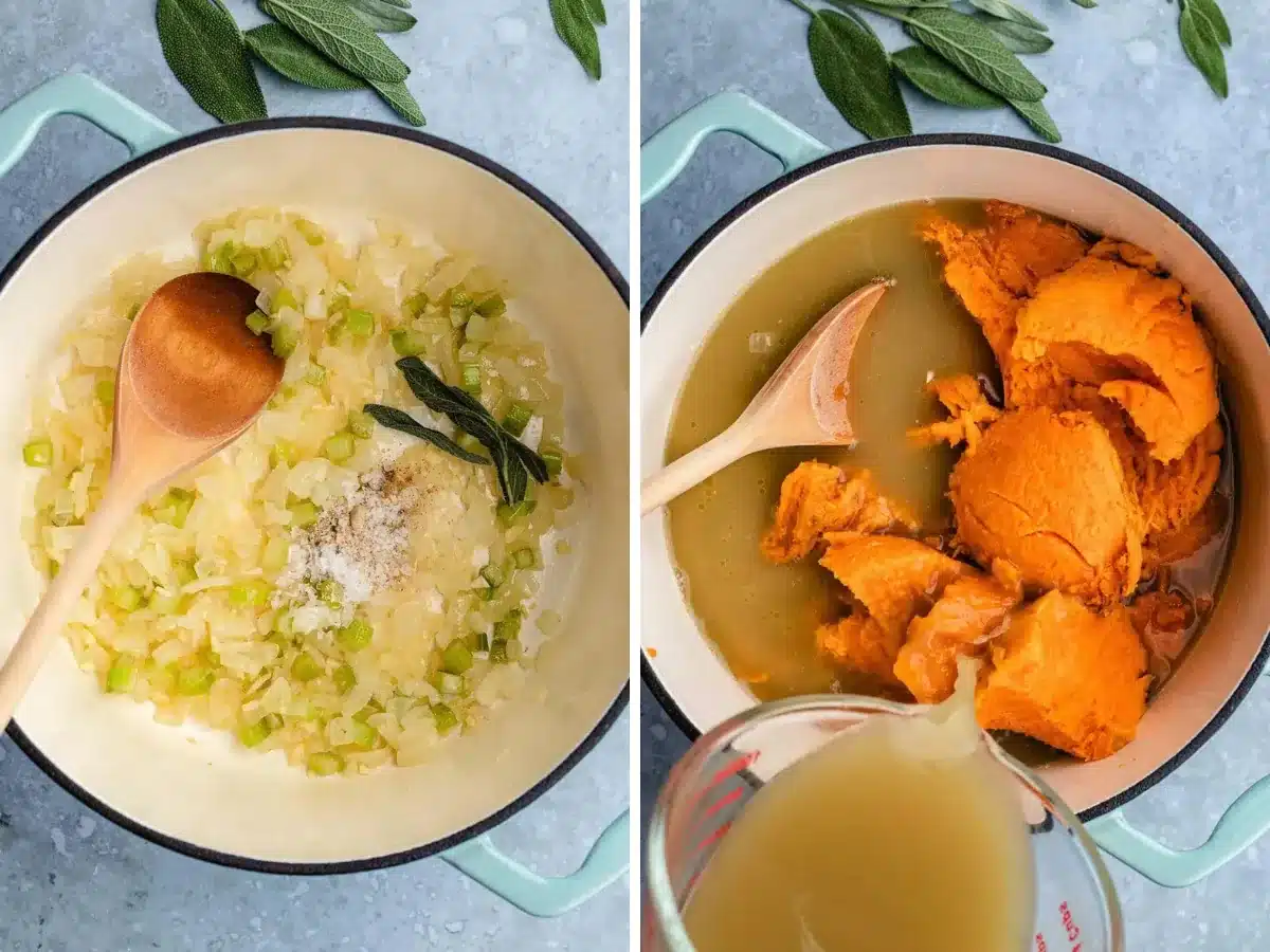 steps to make soup in pot collage 