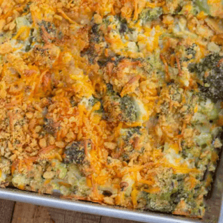 veggie casserole in a baking pan