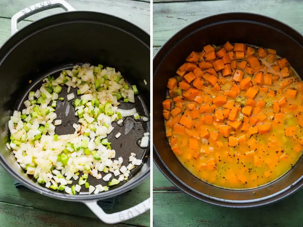 collage of making soup 