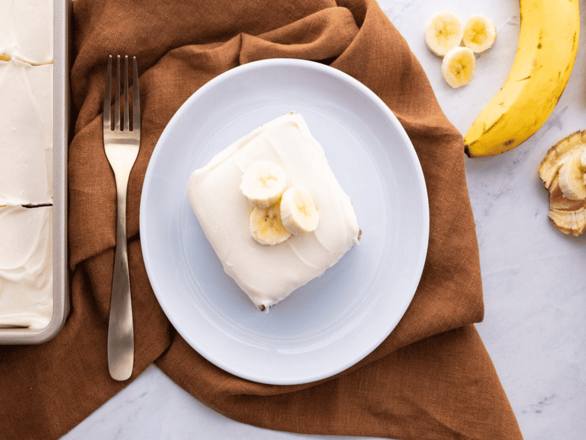 Top view of cake with fork on the side