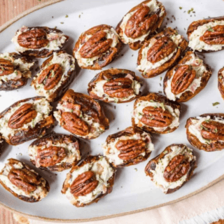 Dates on white serving tray