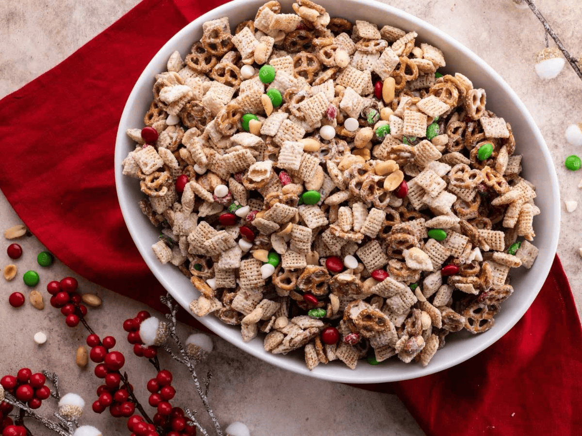 bowl of snack mix 