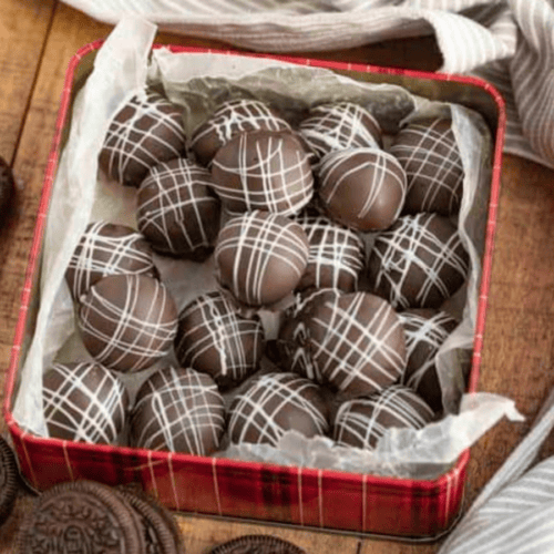 Finished balls in red box for gifting