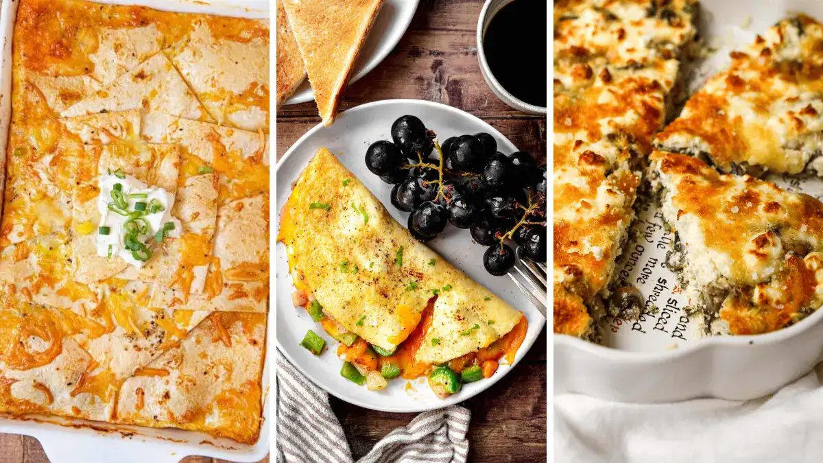 collage of three egg recipes
