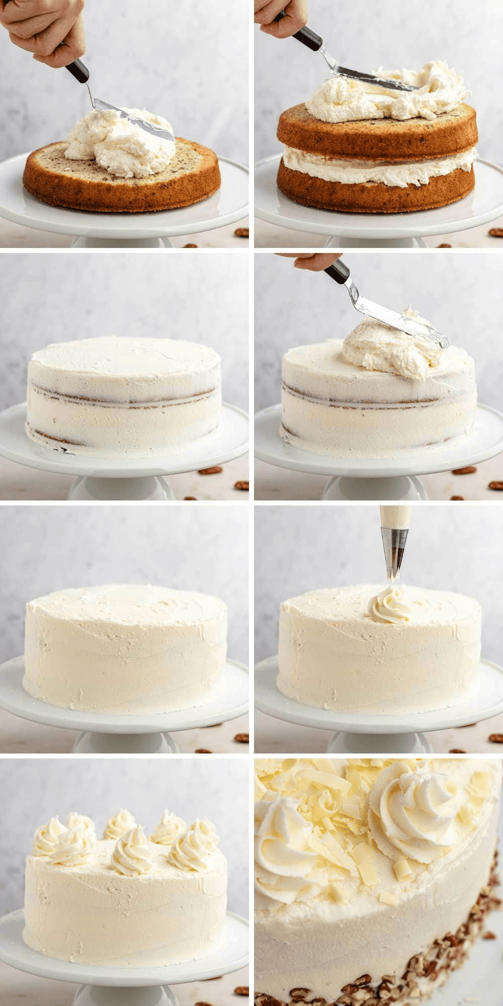Collage with steps for decorating cake