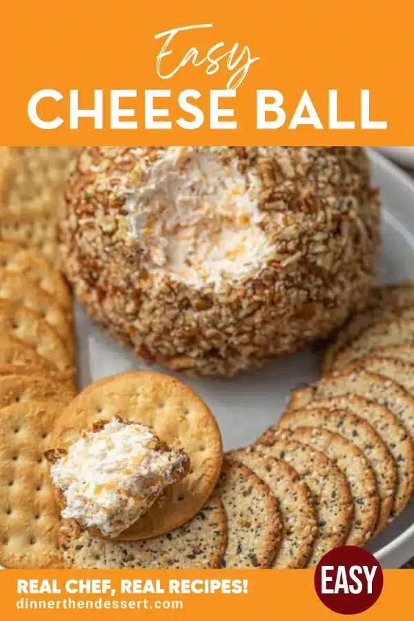 Plate served with crackers and mixed ingredients pin pic with banner on the top