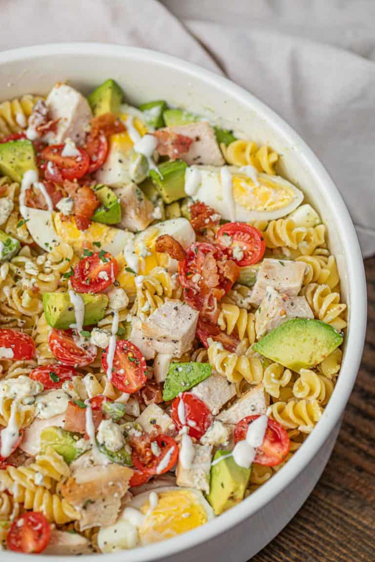 close up of pasta salad 