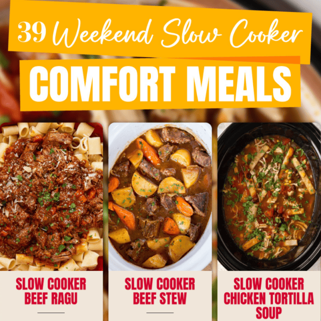 Collage of 3 slow cooker meals