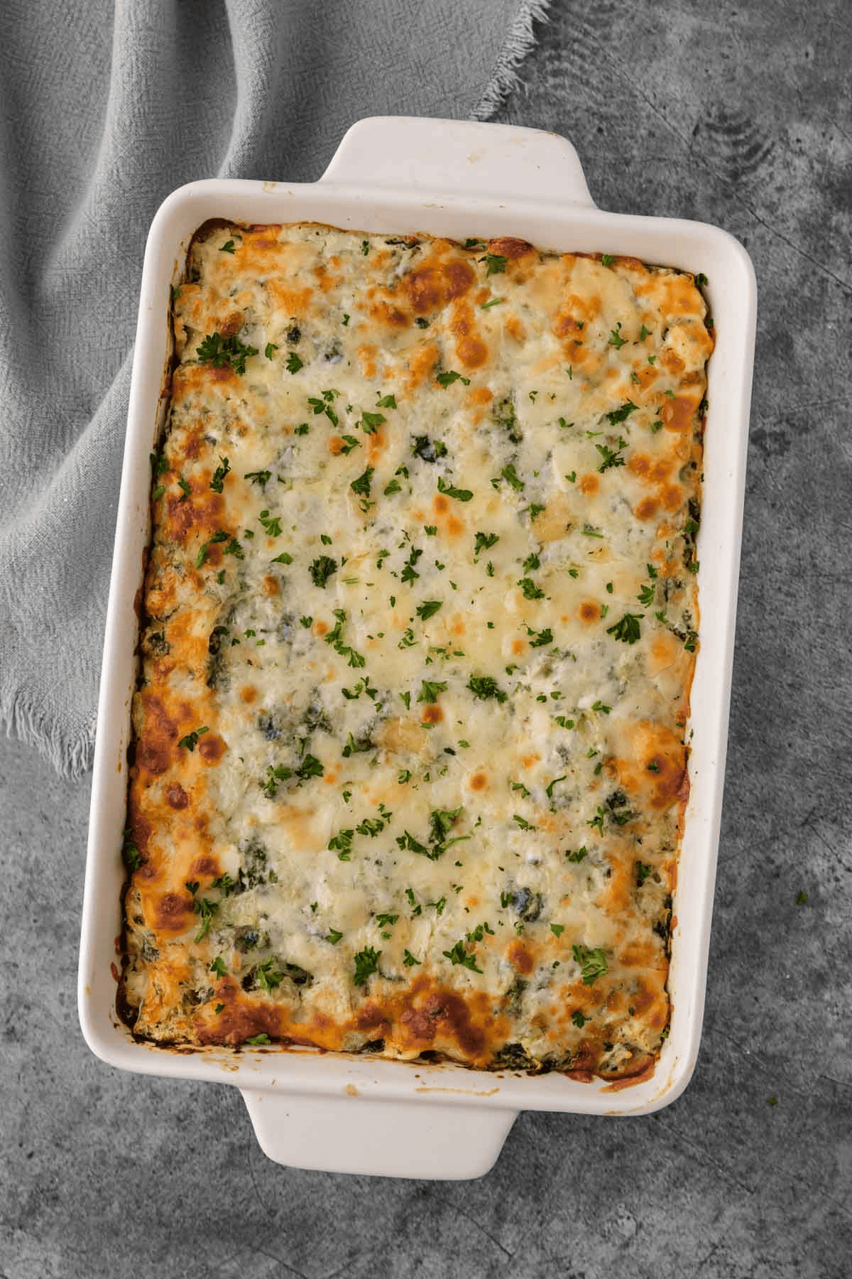 Cheesy ravioli bake in a pan