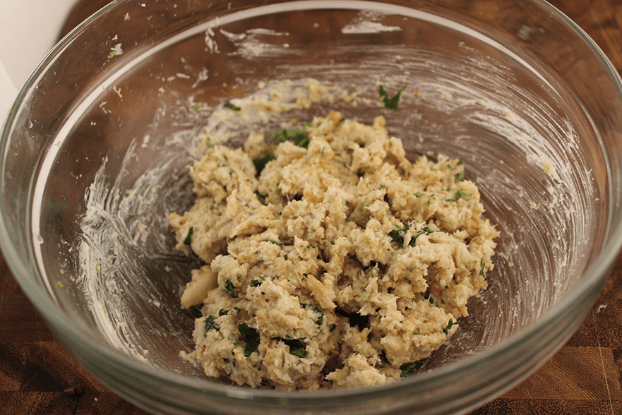 Mixed crabcake ingredients