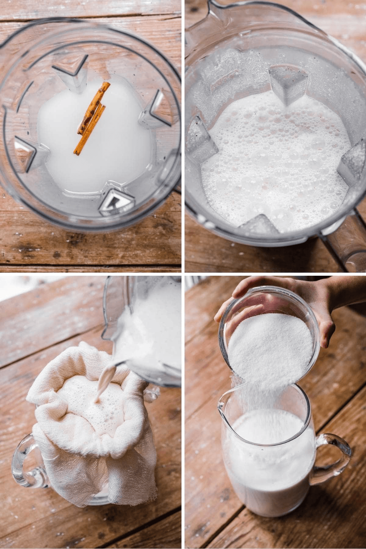 Collage of preparing drink recipe