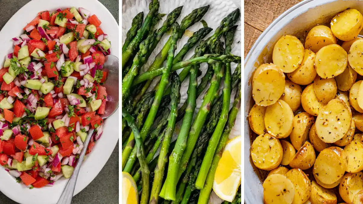 three plates with different vegetables
