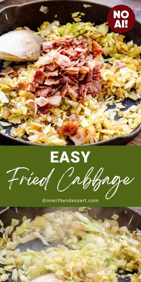 Collage with prep steps for cabbage recipe