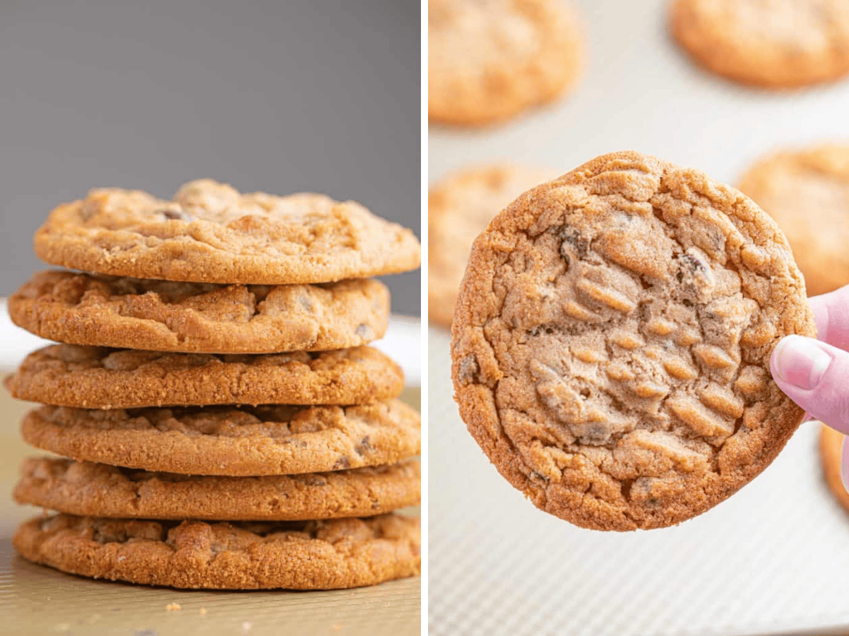 collage of stack of cookies and single cookie