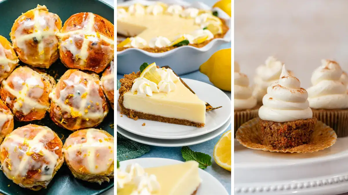 three image collage of desserts