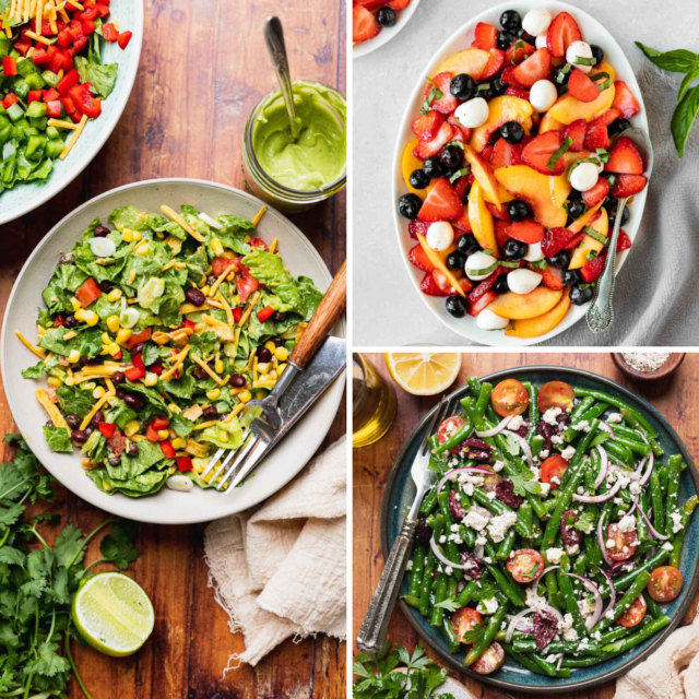 Fresh garden salad with colorful vegetables and lime dressing, perfect for a light dinner or side di.