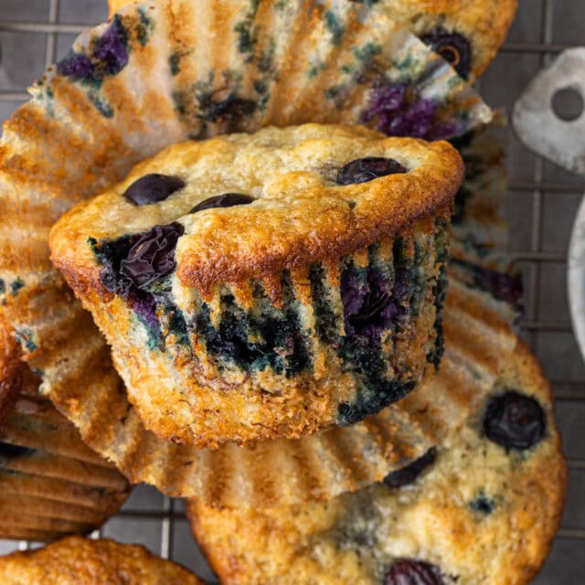 Muffin on baking rack.