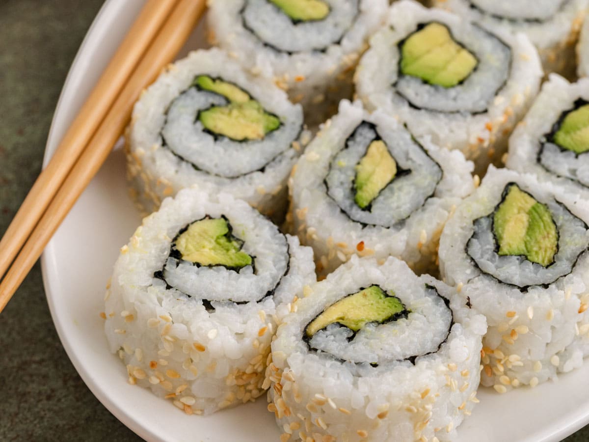 Pieces of vegetarian sushi.