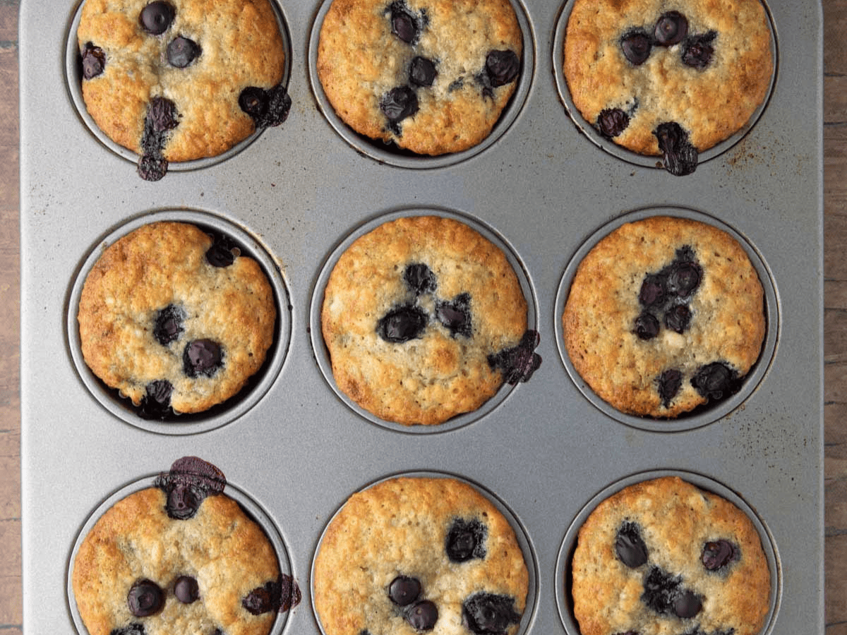 Baked berry muffins, fresh from the oven.