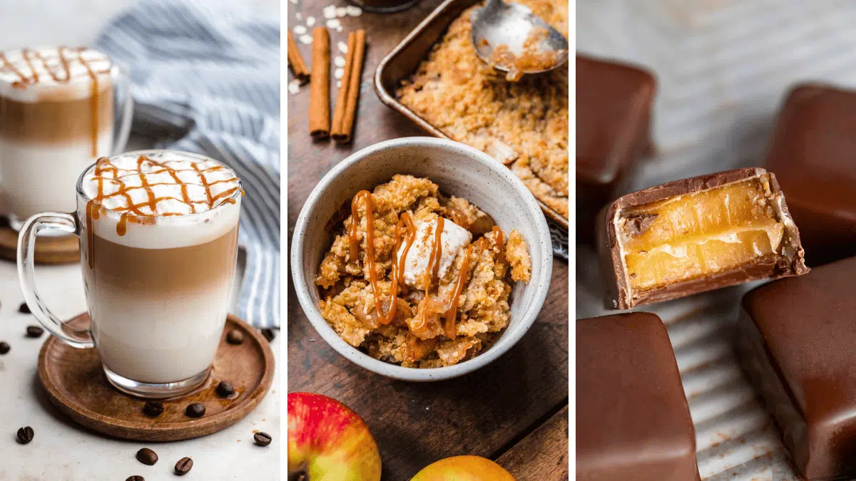 Collage with three kinds of caramel recipes