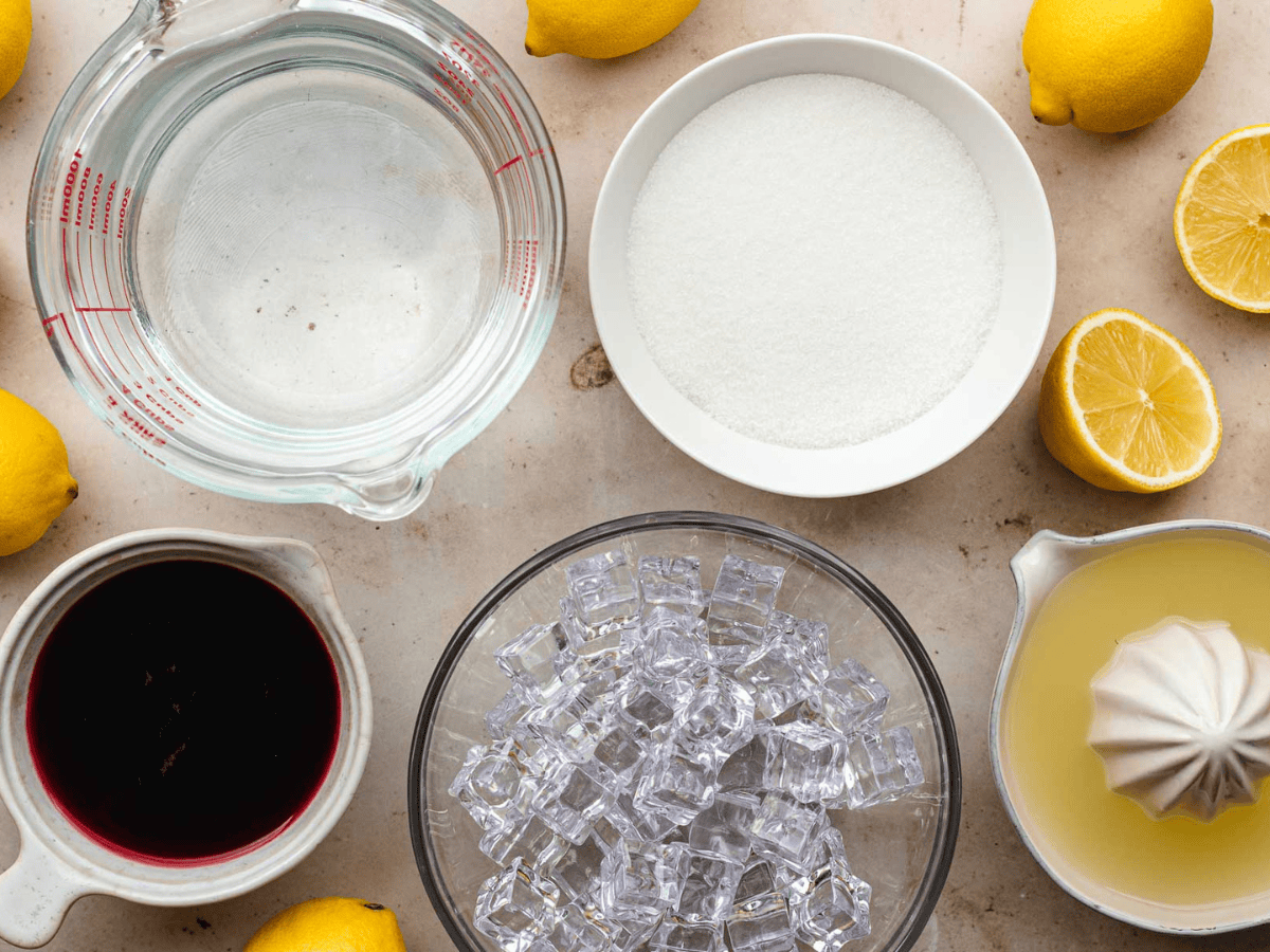 Ingredients for a beverage in individual containers.