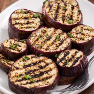 Serving plate with BBQ vegetable.