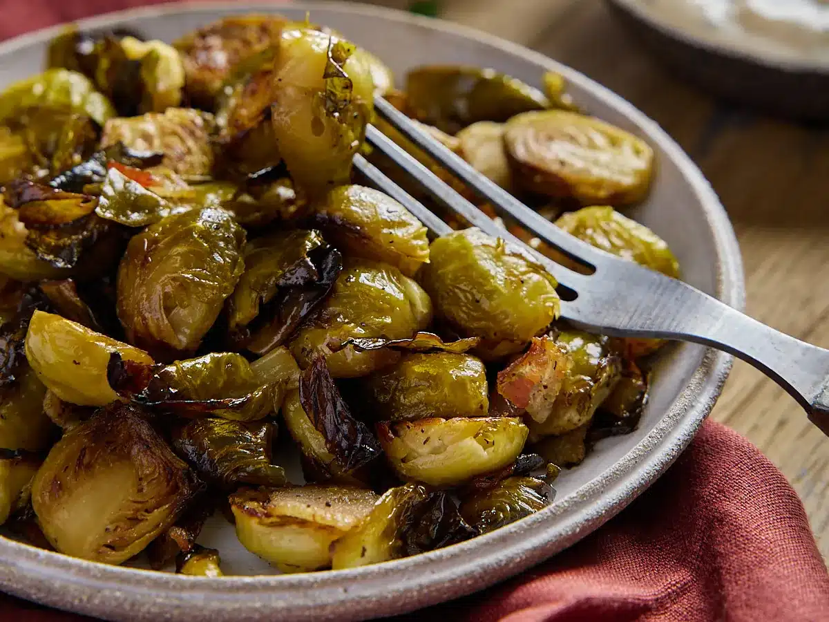 Bacon and grilled sprouts.