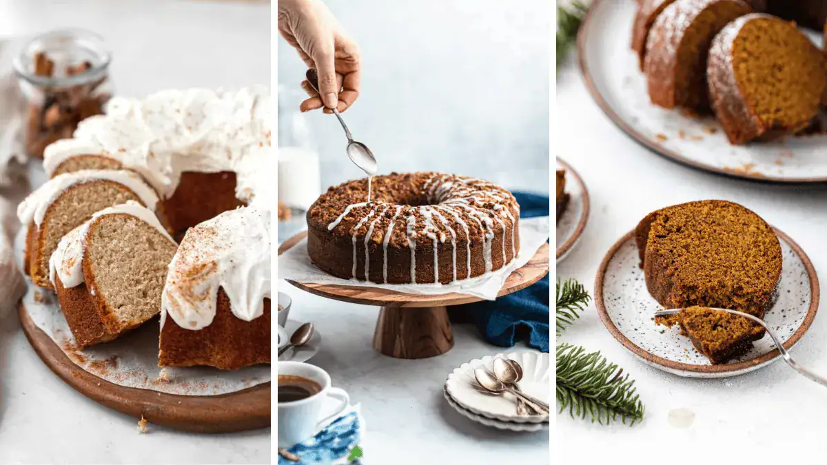 3-image collage of bundt cake recipes