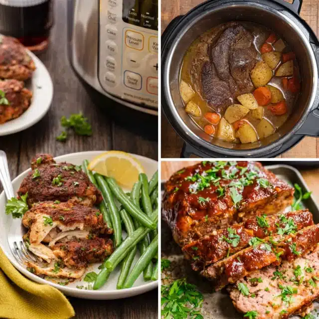 Instant Pot dinner recipes in a collage