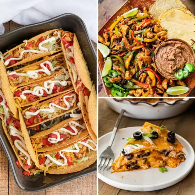 3-image collage of Mexican chicken recipe