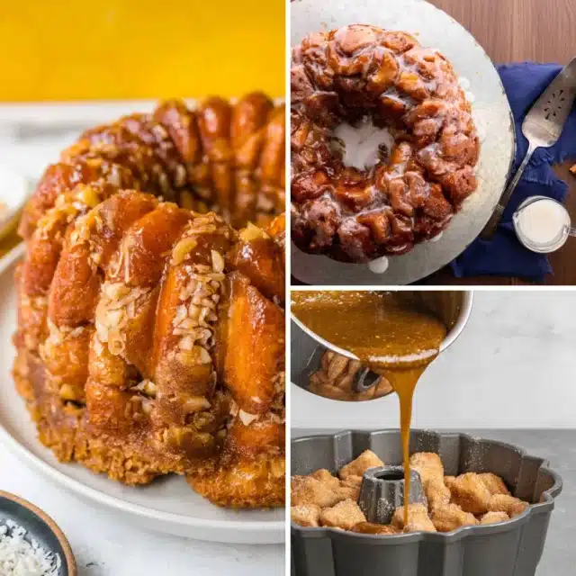 Monkey Bread collage featuring Hawaiian, Pumpkin Spice, and Cinnamon Roll Monkey Bread