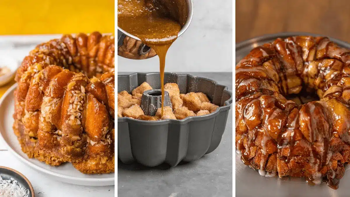 Monkey Bread collage featuring Hawaiian Monkey Bread, Pumpkin Spice Monkey Bread, and cinnamon Roll Monkey Bread