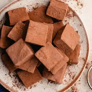 Cocoa marshmallows cut into squares
