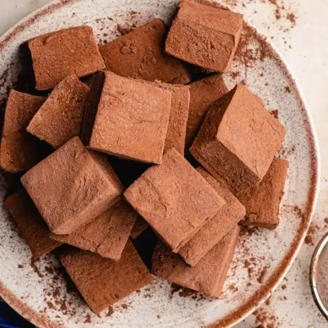 Cocoa marshmallows cut into squares