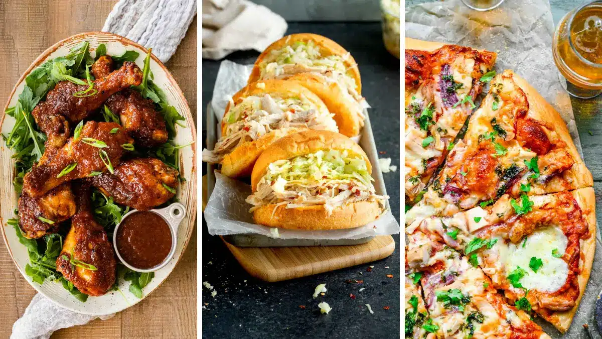 3 image collage of bbq chicken recipes.