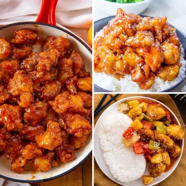 3-image collage of Chinese dinners