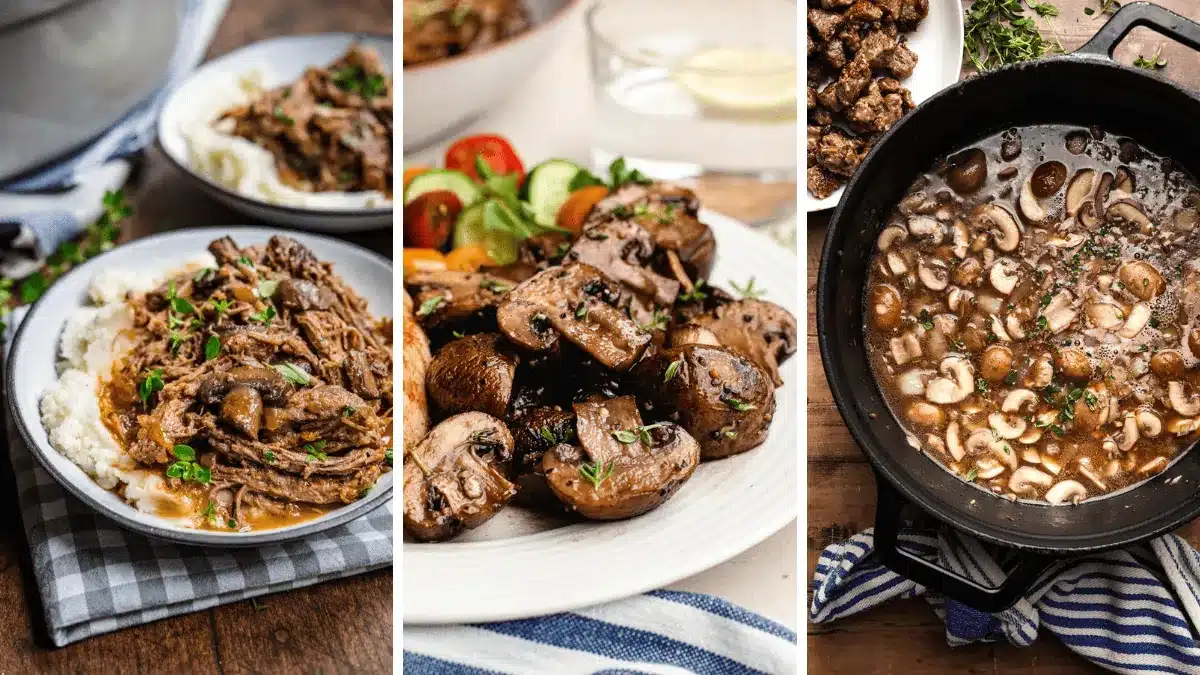 3-image collage of mushroom recipes