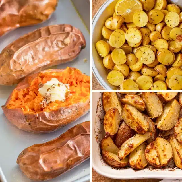 3 image collage with potato recipes