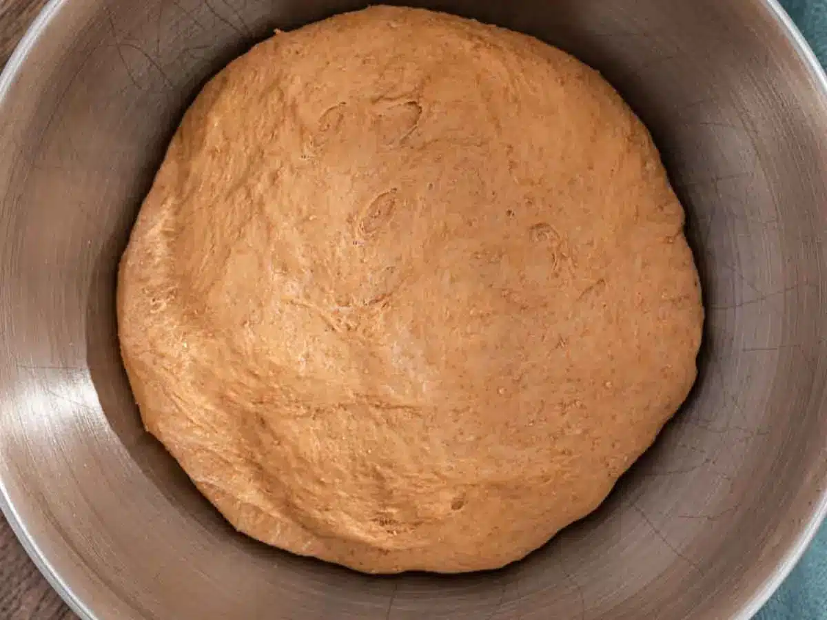 Dough rising in bowl.