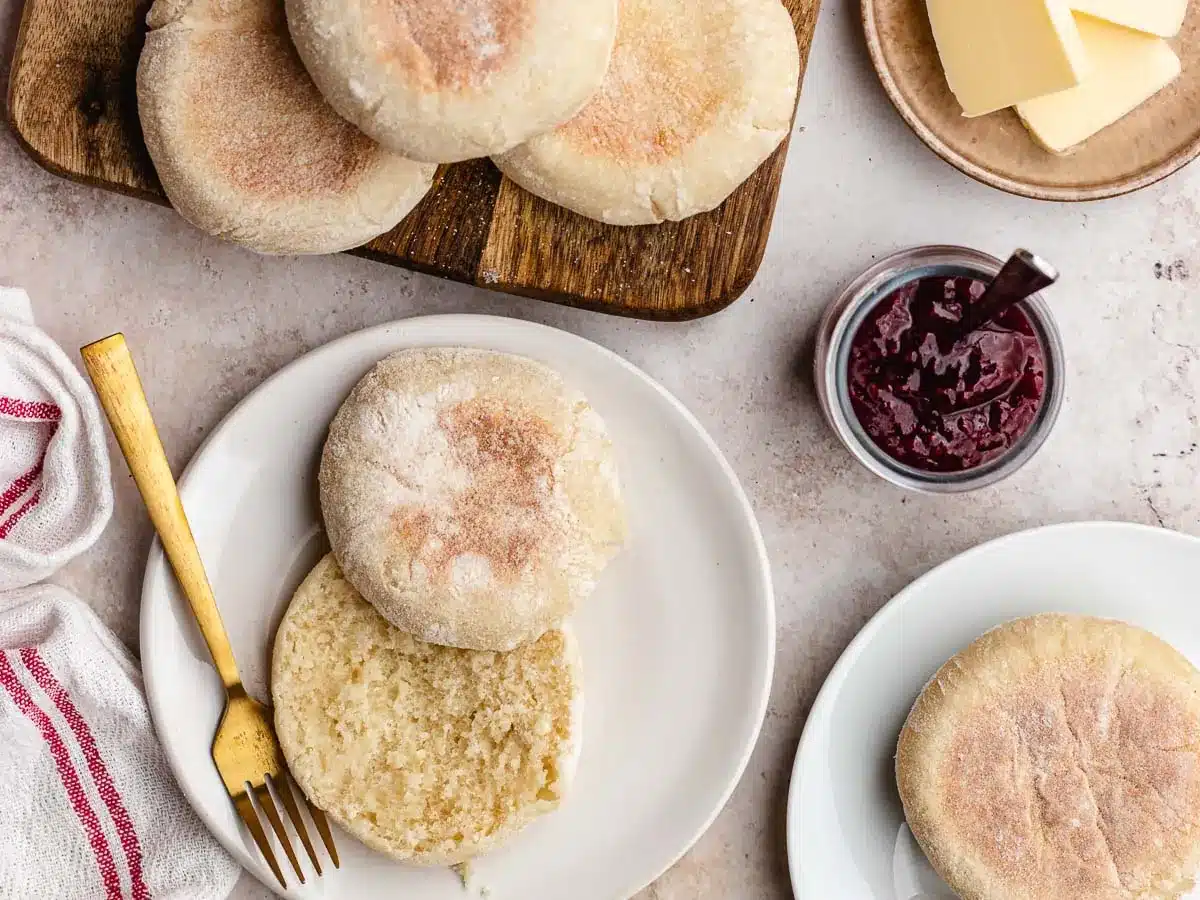 Bread rounds on plate.