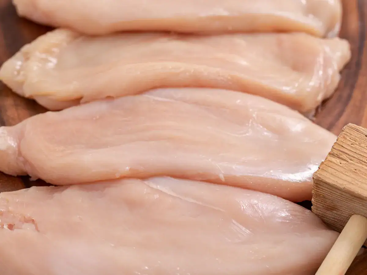 Raw chicken breasts.